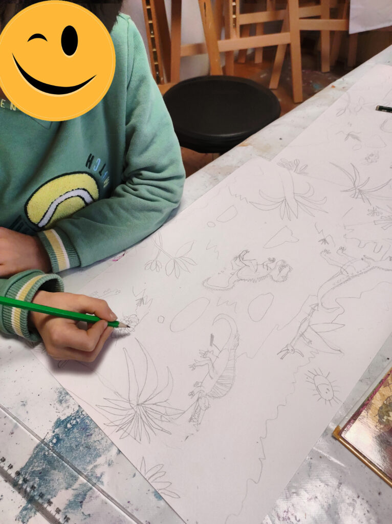 Dinosaure art dessin au crayon Silke Host