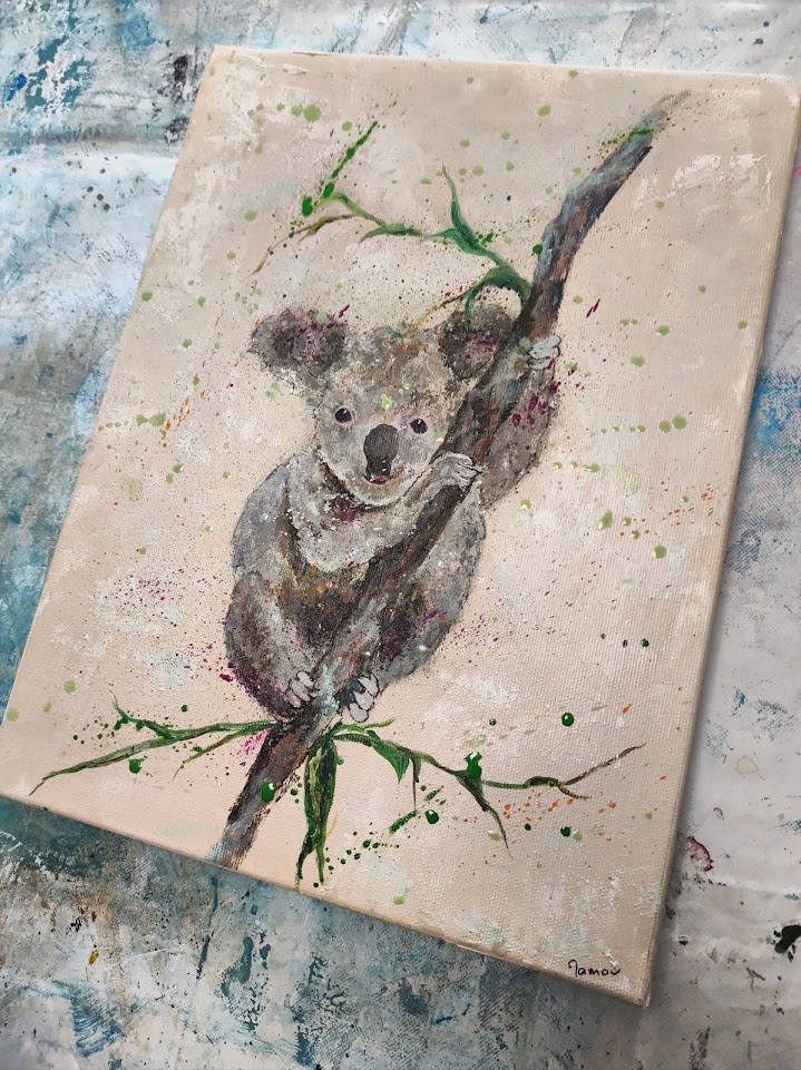 Technique acrylique koala peinture animalière Silke Host