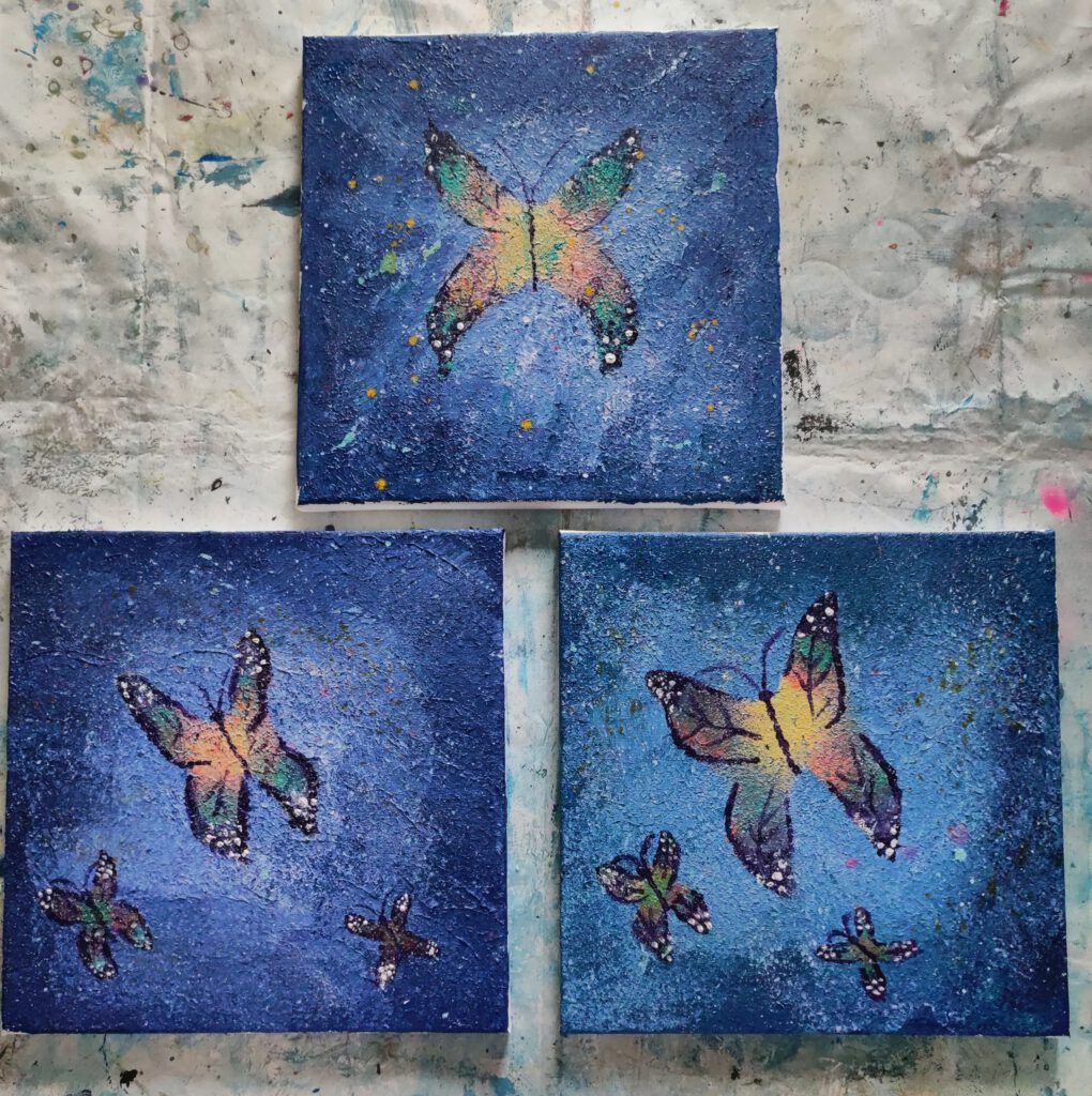 Papillon Cours de peinture technique acrylique Silke Host