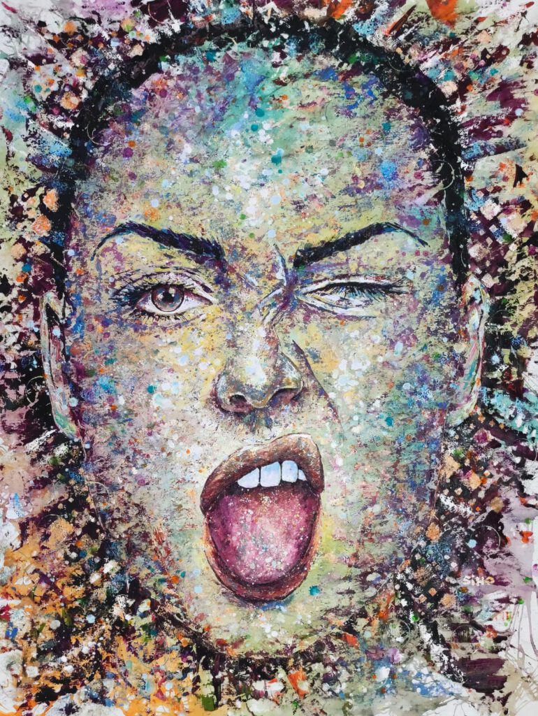 acrylic abstract wink portrait painting siho_art