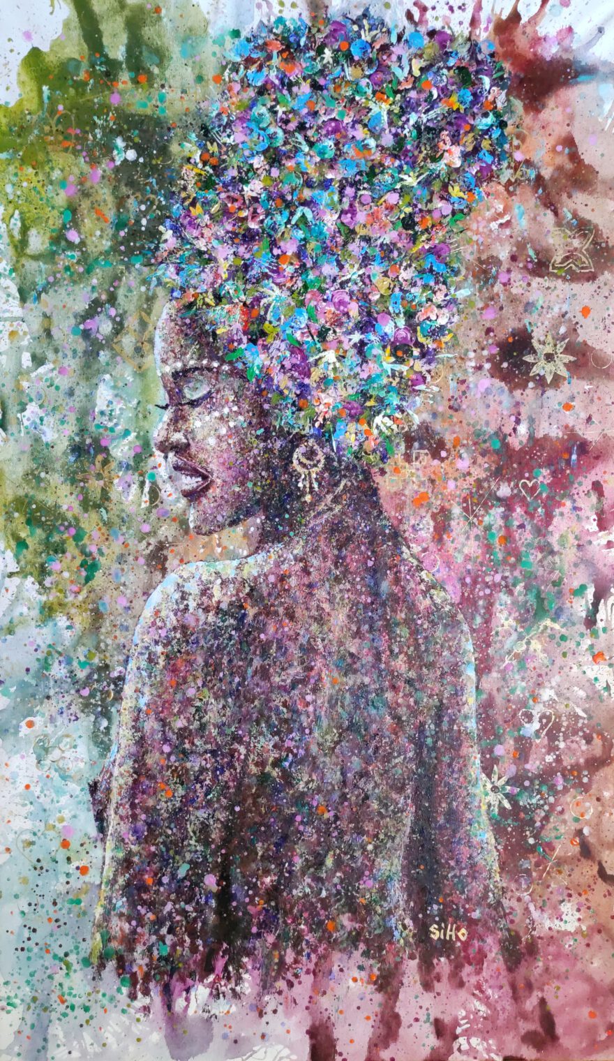 black woman abstract acrylic painting siho_art