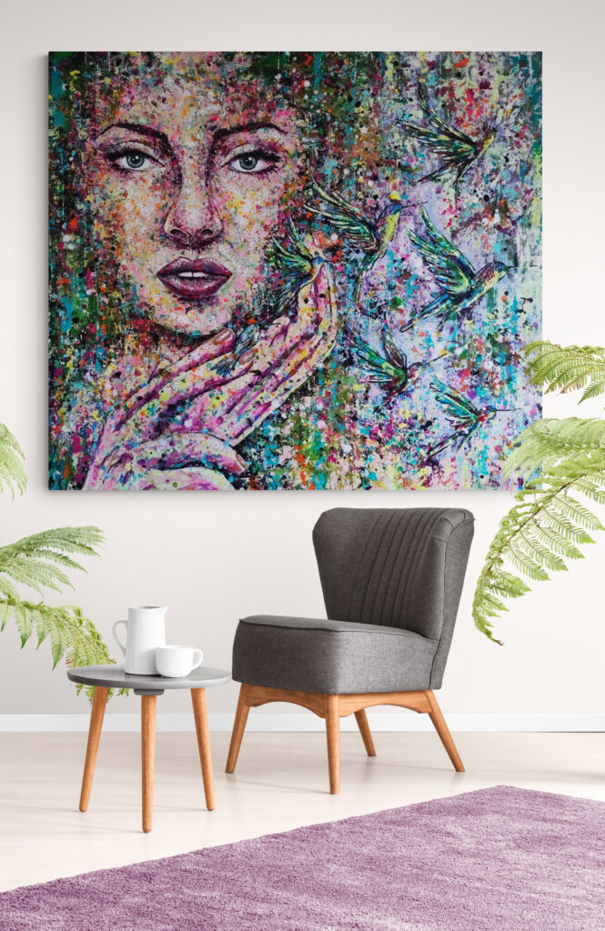 painting with acrylics portraitart hummingbirds siho_art