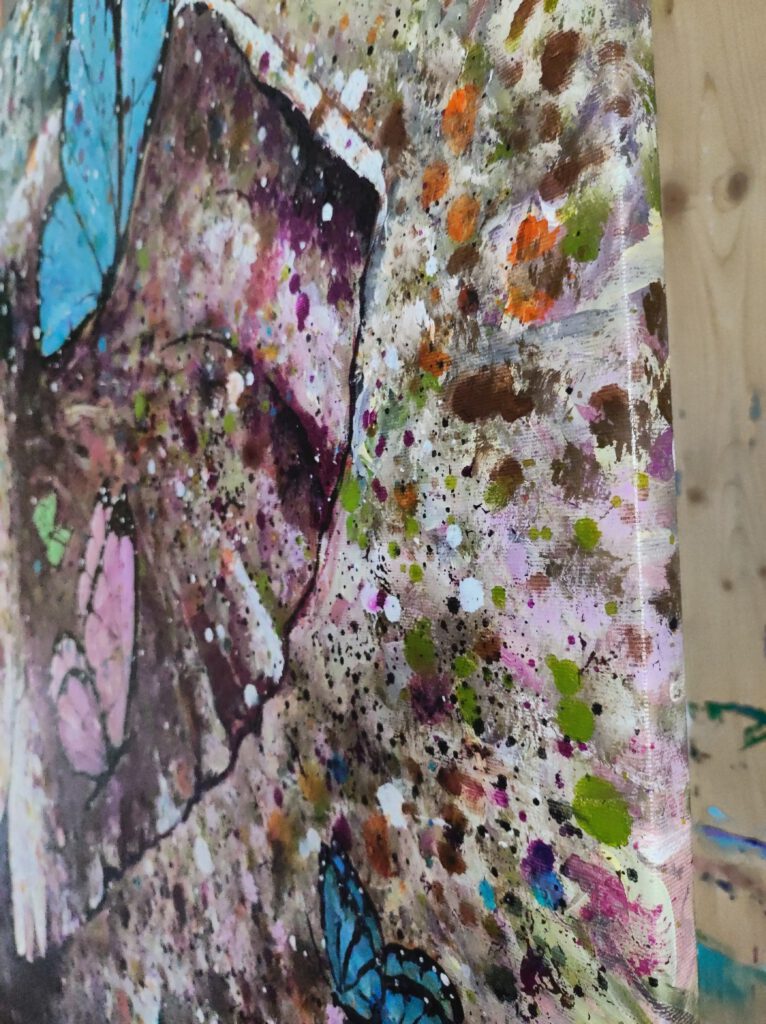 elephant butterflies acrylic painting siho_art