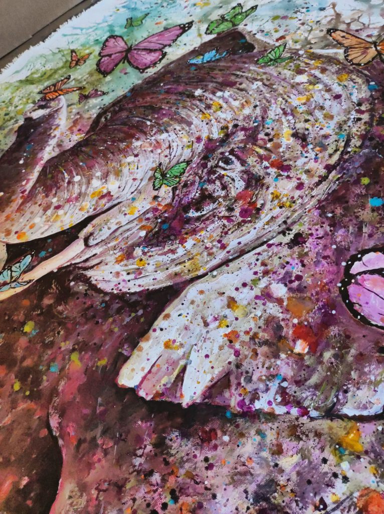 elephant butterflies acrylic painting siho_art