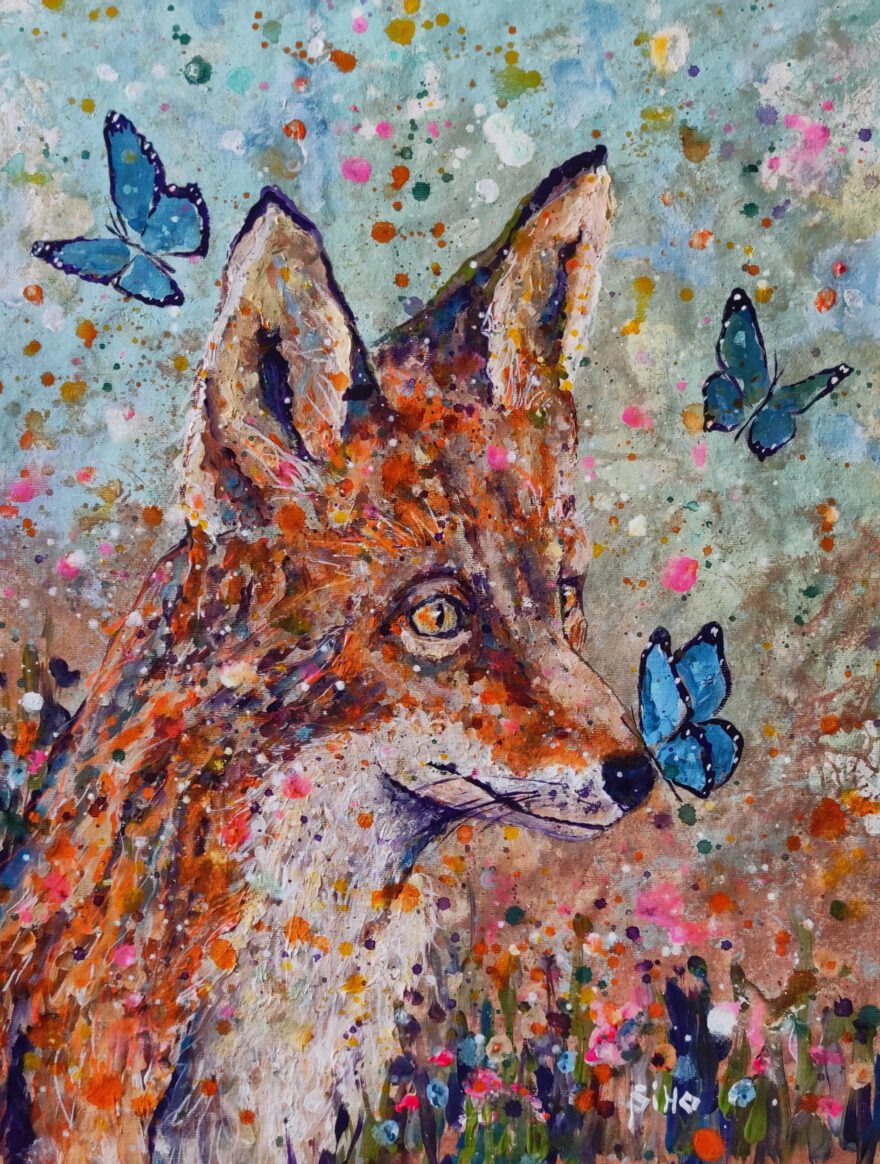 Fox painting acrylic on canvas Silke Host