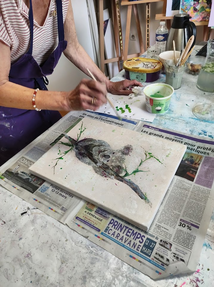 Technique acrylique koala peinture animalière Silke Host