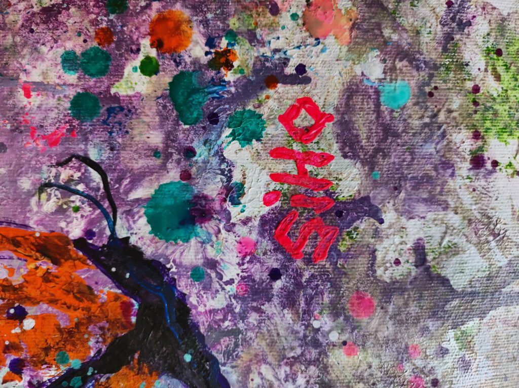 Colourful portrait butterflies acrylic painting siho_art