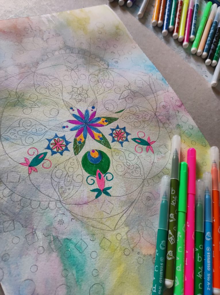Mandala Peinture acrilique Peinture colorée Silke Host