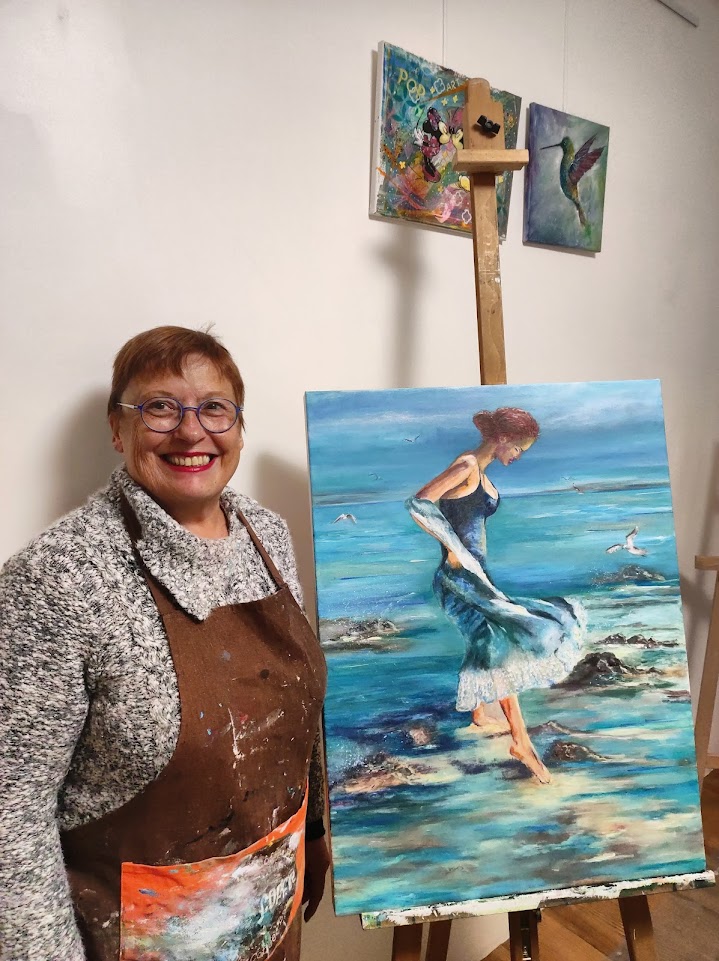 Femme sur la plage Cours de peinture Silke Host