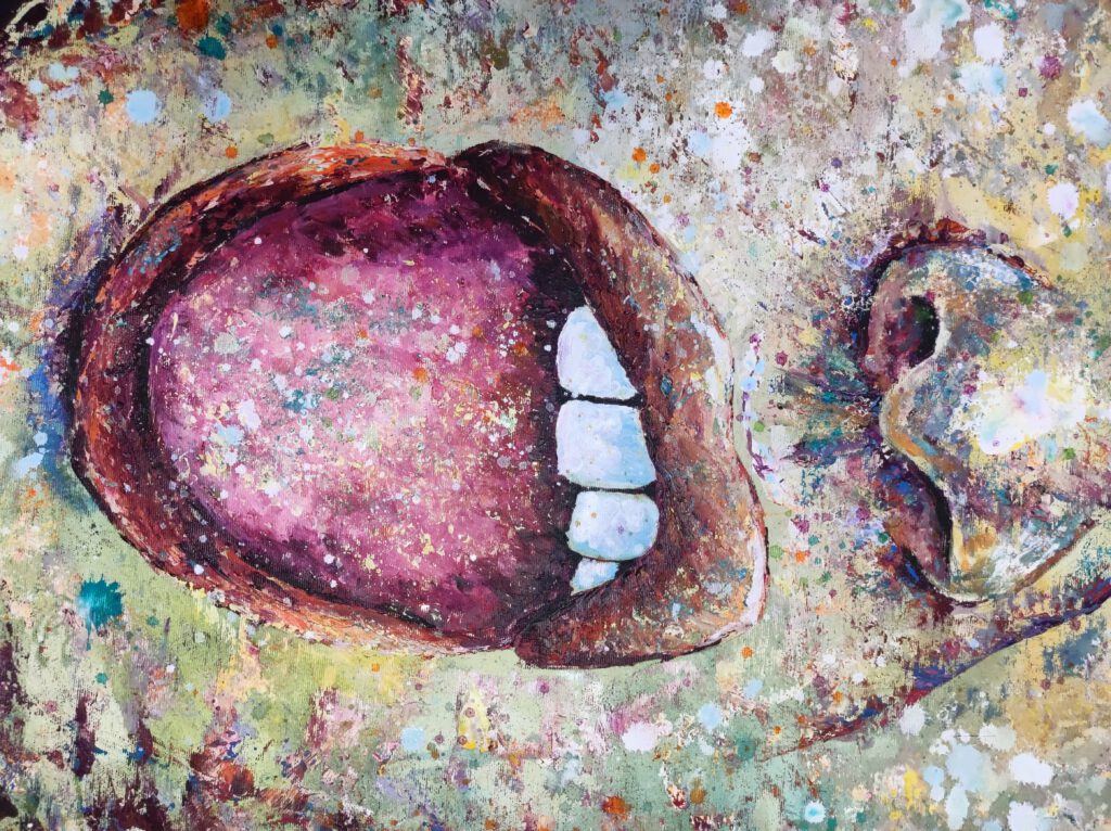 acrylic abstract wink portrait painting siho_art